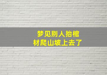 梦见别人抬棺材爬山坡上去了