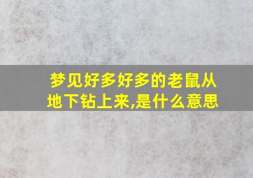 梦见好多好多的老鼠从地下钻上来,是什么意思