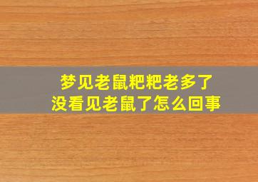 梦见老鼠粑粑老多了没看见老鼠了怎么回事