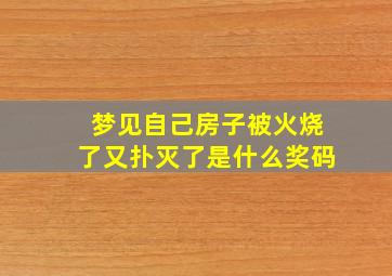 梦见自己房子被火烧了又扑灭了是什么奖码