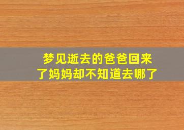 梦见逝去的爸爸回来了妈妈却不知道去哪了