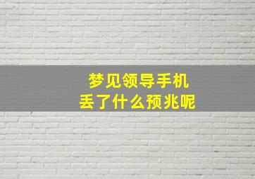 梦见领导手机丢了什么预兆呢