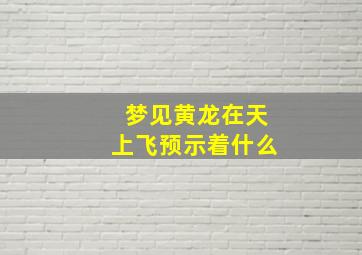 梦见黄龙在天上飞预示着什么