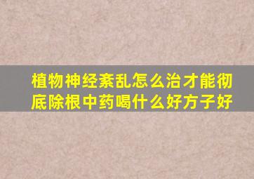 植物神经紊乱怎么治才能彻底除根中药喝什么好方子好