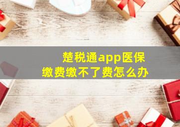 楚税通app医保缴费缴不了费怎么办