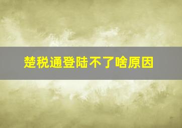 楚税通登陆不了啥原因