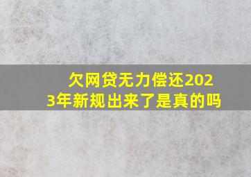 欠网贷无力偿还2023年新规出来了是真的吗