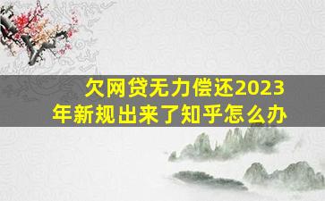 欠网贷无力偿还2023年新规出来了知乎怎么办