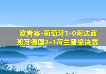 欧青赛-葡萄牙1-0淘汰西班牙德国2-1荷兰晋级决赛