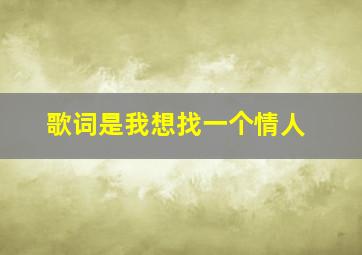 歌词是我想找一个情人