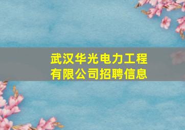 武汉华光电力工程有限公司招聘信息