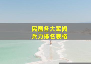 民国各大军阀兵力排名表格