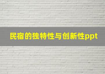 民宿的独特性与创新性ppt