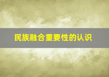 民族融合重要性的认识