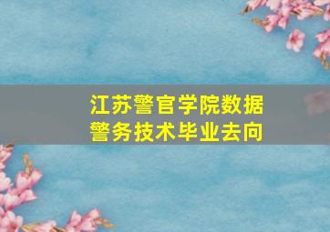 江苏警官学院数据警务技术毕业去向