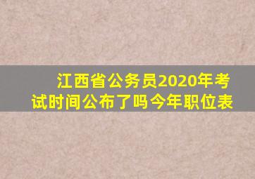 江西省公务员2020年考试时间公布了吗今年职位表