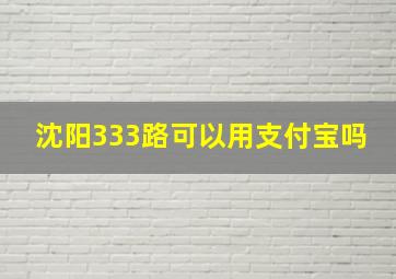 沈阳333路可以用支付宝吗