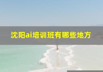 沈阳ai培训班有哪些地方