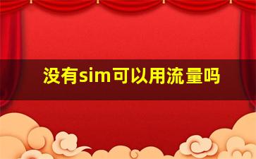 没有sim可以用流量吗