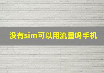 没有sim可以用流量吗手机