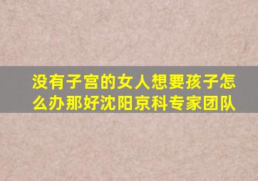 没有子宫的女人想要孩子怎么办那好沈阳京科专家团队