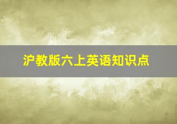 沪教版六上英语知识点