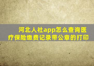 河北人社app怎么查询医疗保险缴费记录带公章的打印