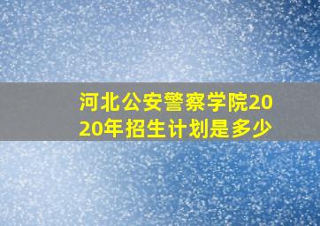 河北公安警察学院2020年招生计划是多少