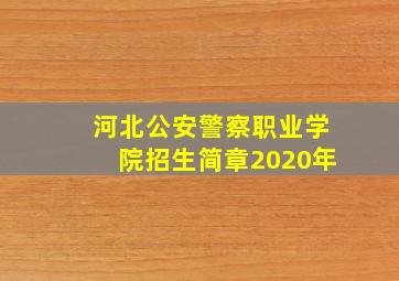 河北公安警察职业学院招生简章2020年