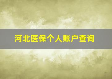 河北医保个人账户查询