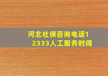 河北社保咨询电话12333人工服务时间