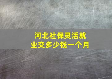 河北社保灵活就业交多少钱一个月