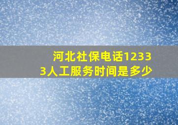 河北社保电话12333人工服务时间是多少