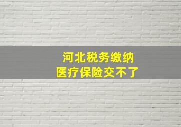 河北税务缴纳医疗保险交不了