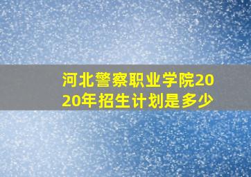 河北警察职业学院2020年招生计划是多少