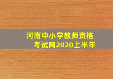 河南中小学教师资格考试网2020上半年