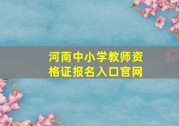 河南中小学教师资格证报名入口官网