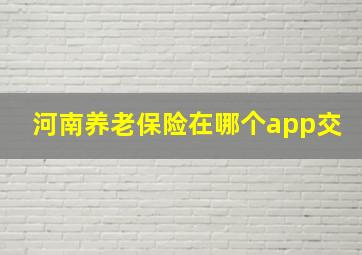 河南养老保险在哪个app交