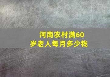 河南农村满60岁老人每月多少钱