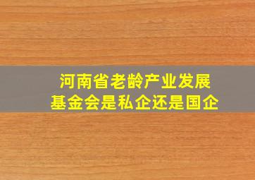 河南省老龄产业发展基金会是私企还是国企