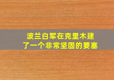 波兰白军在克里木建了一个非常坚固的要塞