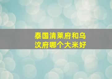 泰国清莱府和乌汶府哪个大米好