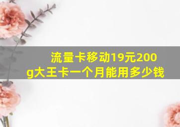 流量卡移动19元200g大王卡一个月能用多少钱