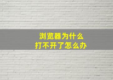 浏览器为什么打不开了怎么办