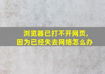 浏览器已打不开网页,因为已经失去网络怎么办