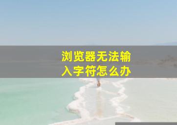 浏览器无法输入字符怎么办