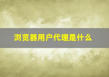 浏览器用户代理是什么