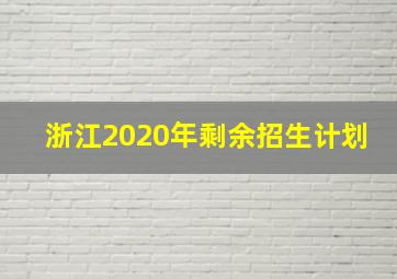 浙江2020年剩余招生计划