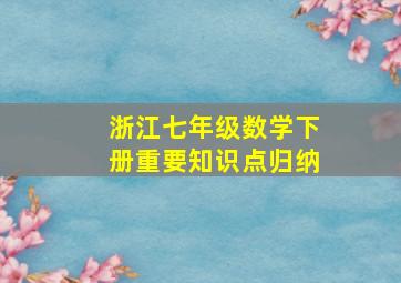 浙江七年级数学下册重要知识点归纳