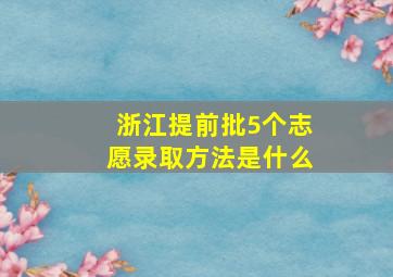 浙江提前批5个志愿录取方法是什么